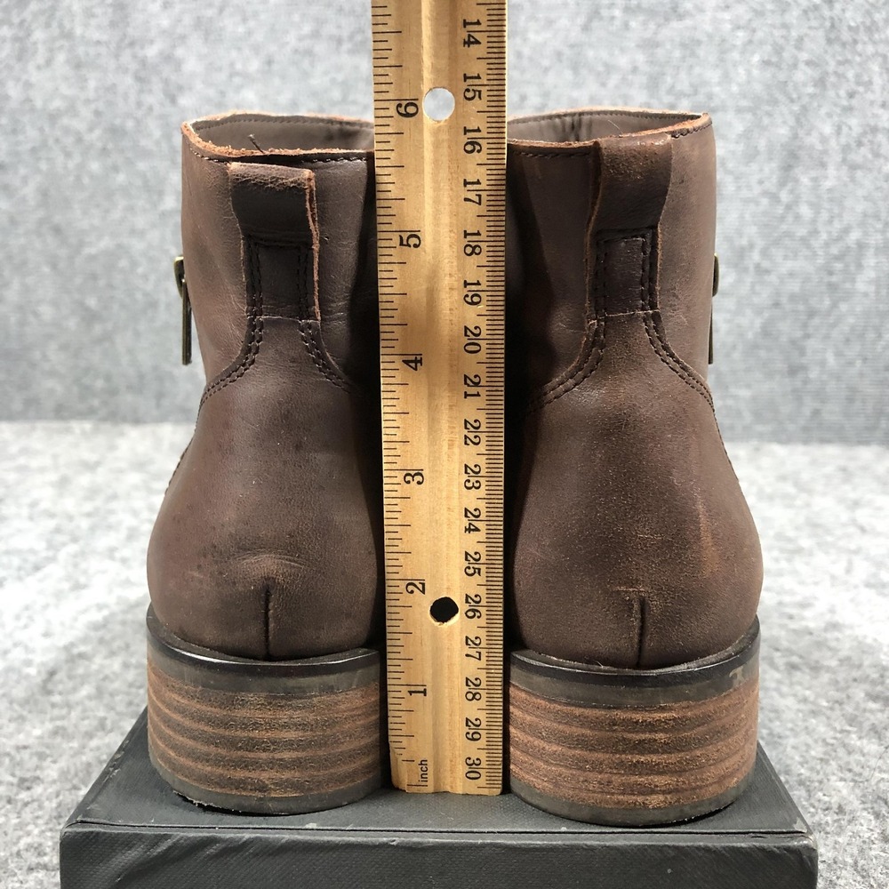 Crown‎ Vintage Cathy Ankle Booties Womens 8.5M Brown Leather Zip Block Heel - Picture 7 of 16